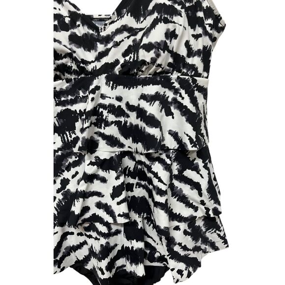 NWT SWIM SOLUTIONS | Plus Size Tummy Control Triple Tier Fauxkini One Piece 10 - Picture 4 of 5